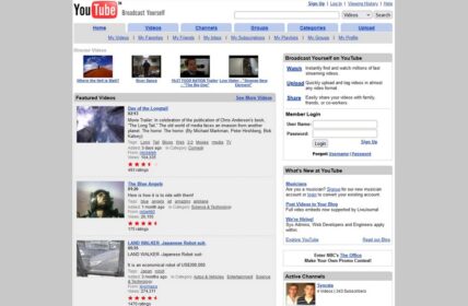 YouTube 2006 Startseite (Foto: screenshot, Memento vom 31. Juli 2006 von archive.org)